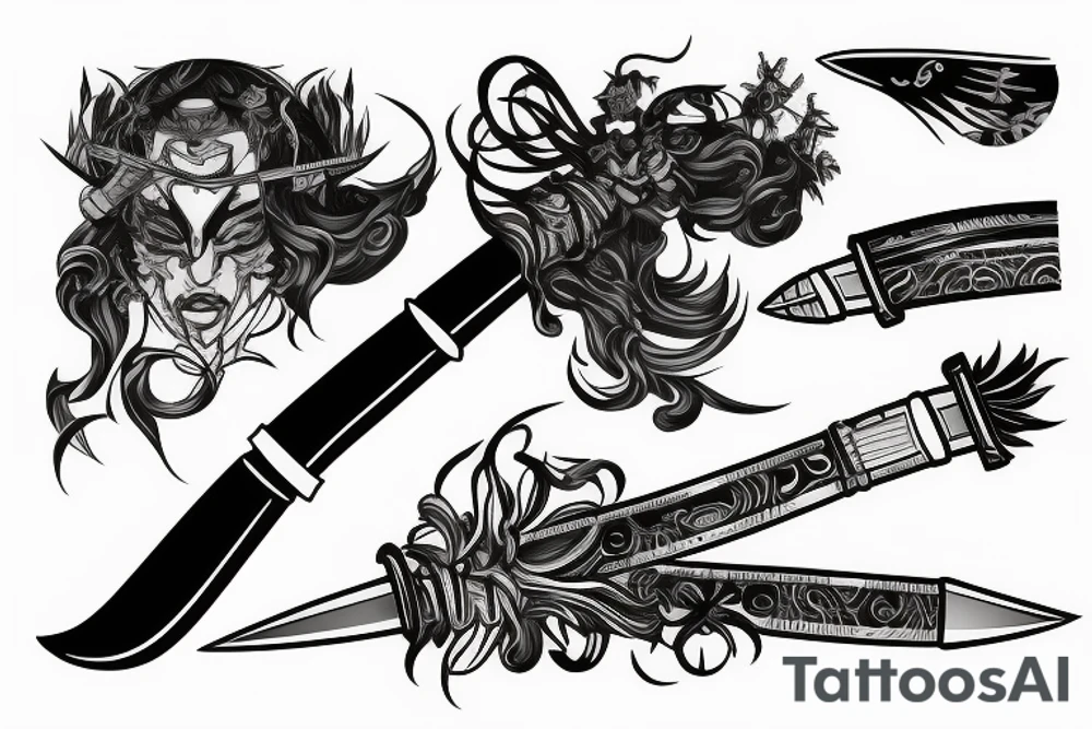 katana blade  single long tattoo idea