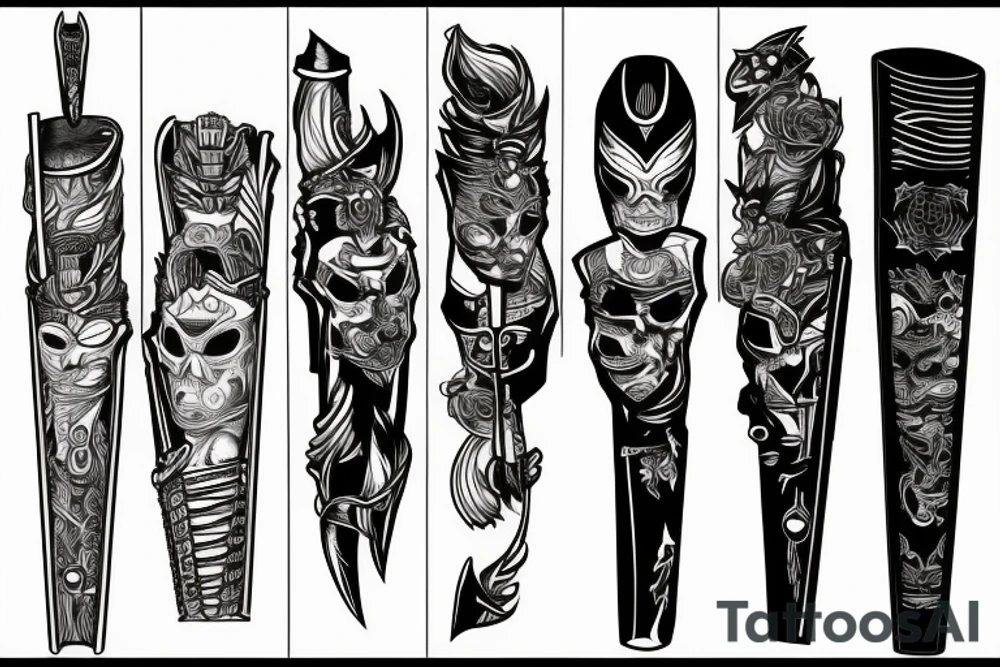 katana blade  single long tattoo idea