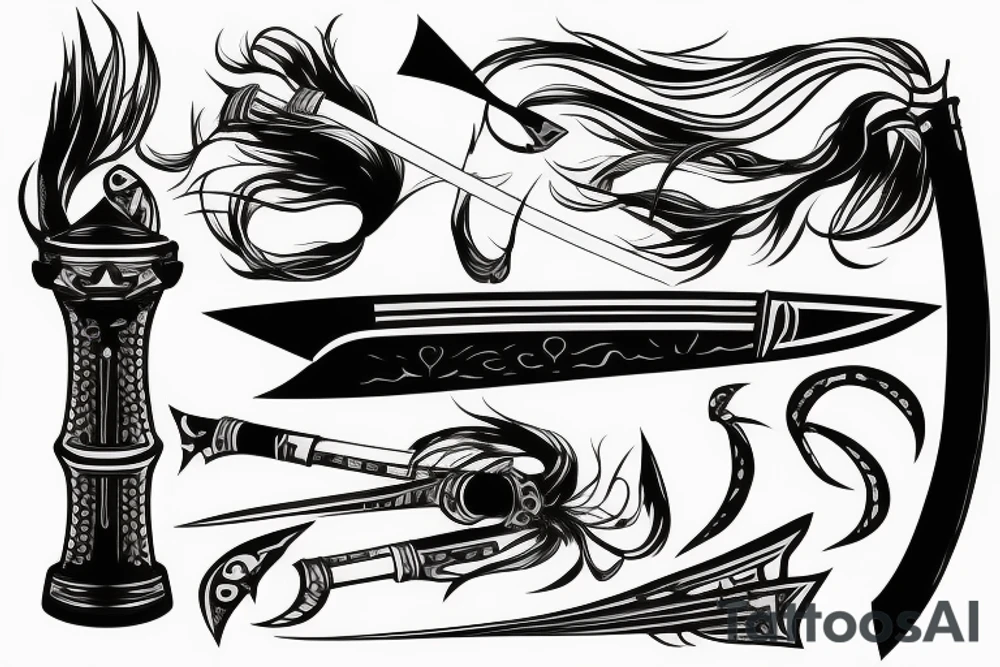 katana blade  single long tattoo idea