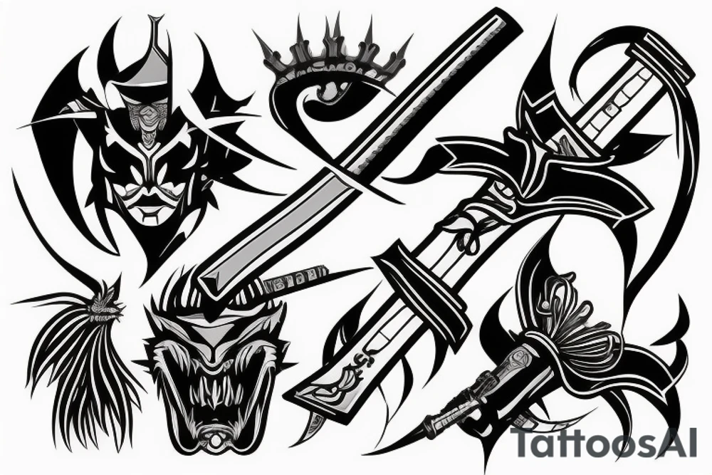 katana blade  single long tattoo idea