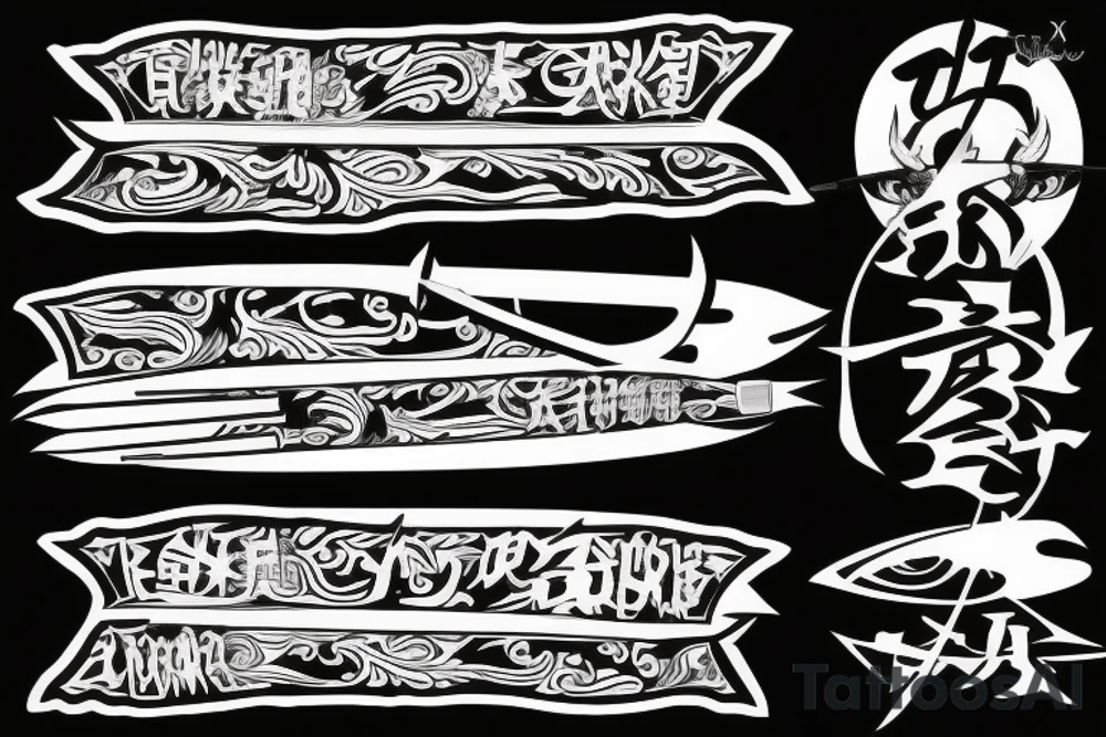 katana blade  single long tattoo idea