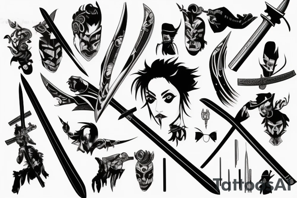 katana blade  single long tattoo idea