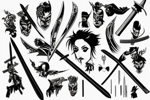 katana blade  single long tattoo idea