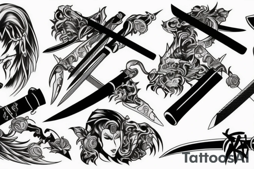 katana blade full tattoo idea