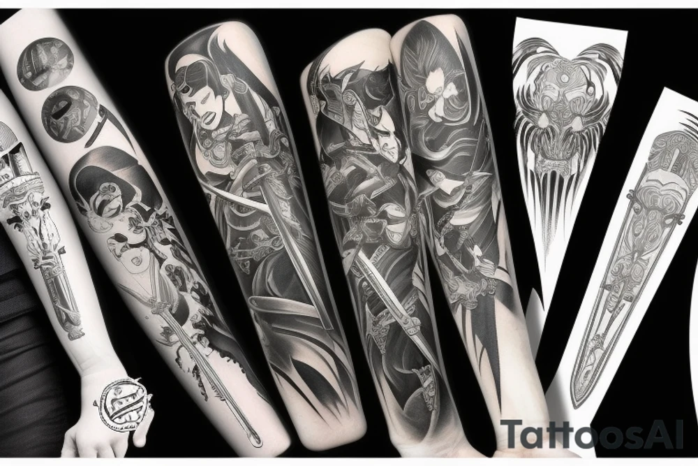 katana blade full tattoo idea