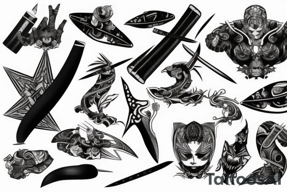 katana blade full tattoo idea