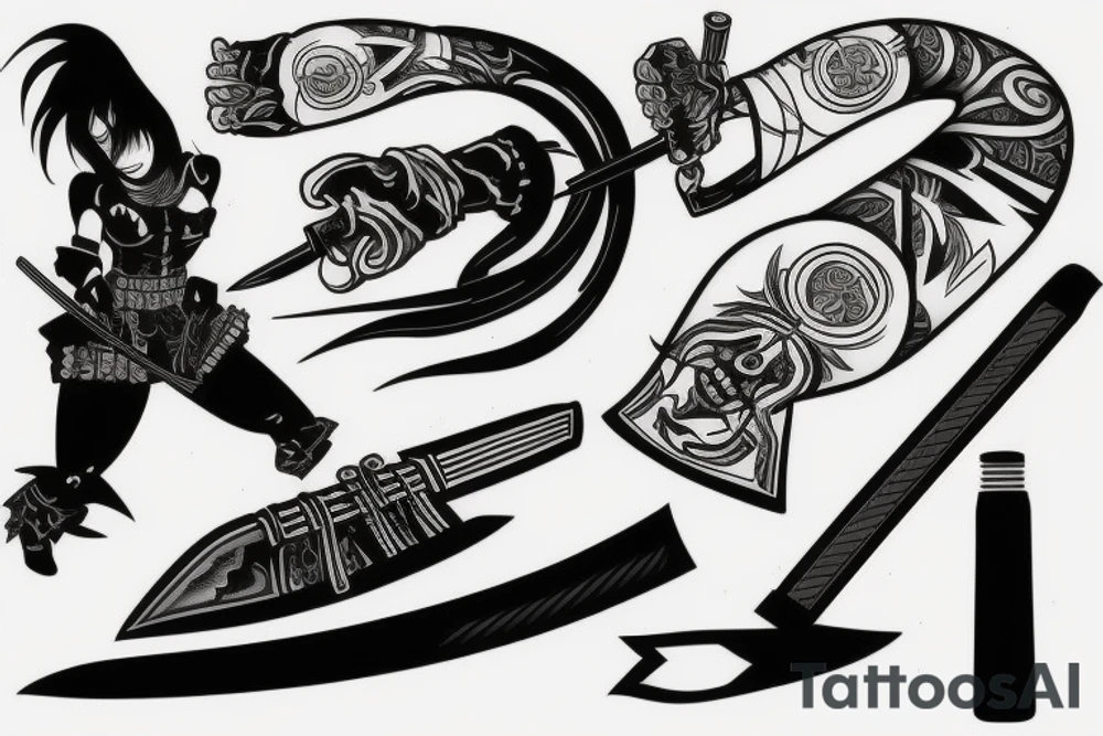 katana blade full tattoo idea