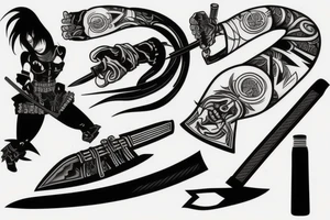 katana blade full tattoo idea