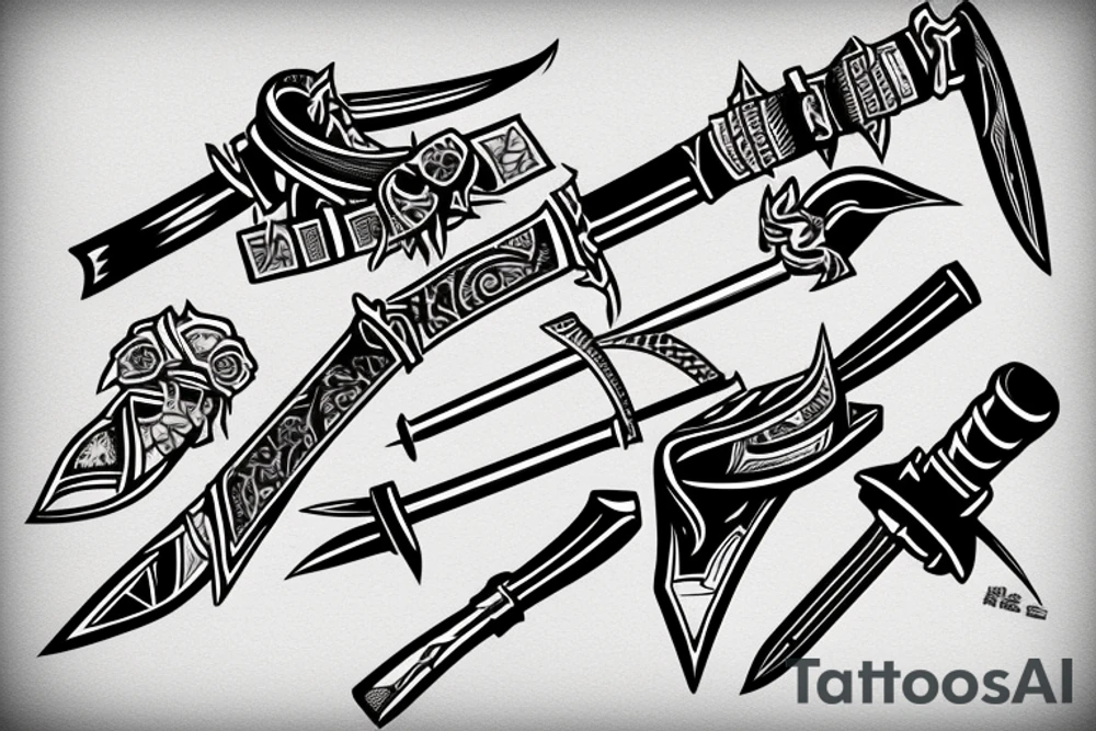 katana blade handle tattoo idea