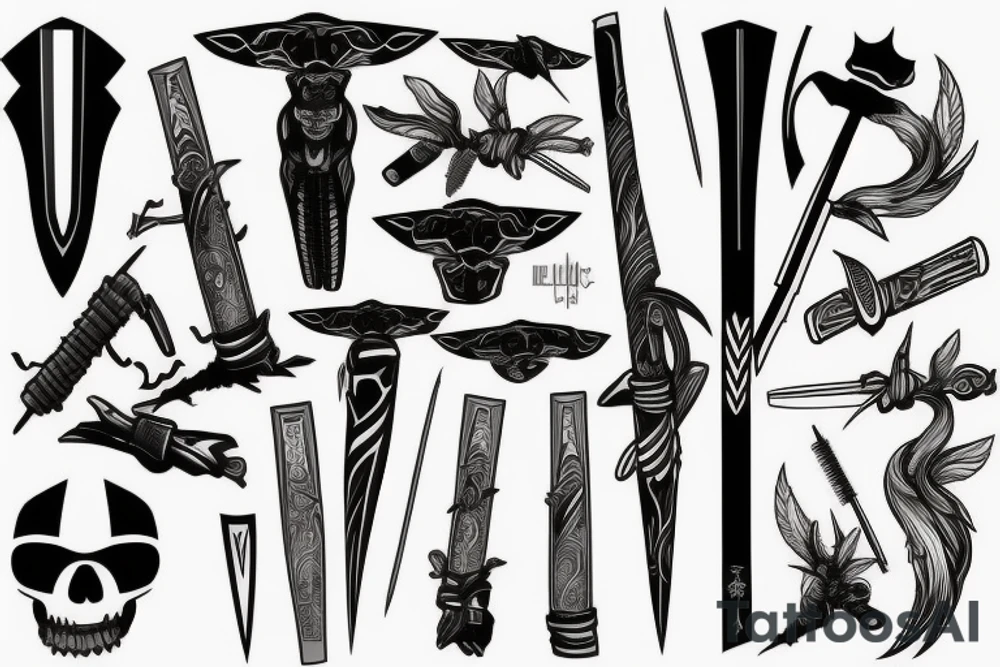 katana blade handle tattoo idea