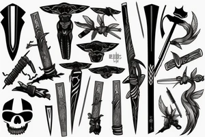 katana blade handle tattoo idea