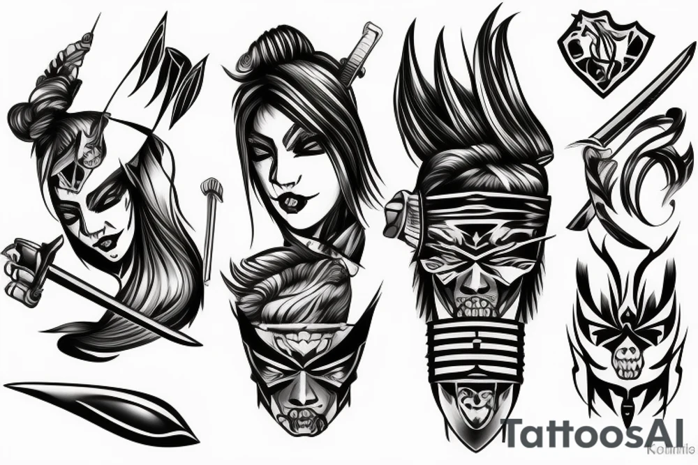 katana blade handle tattoo idea