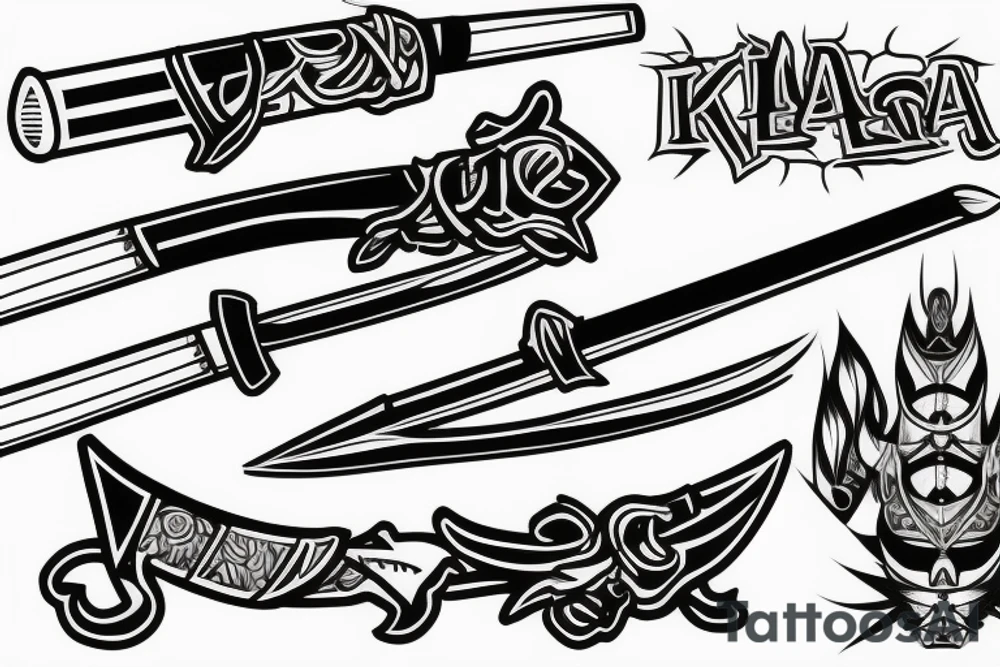 katana blade handle tattoo idea