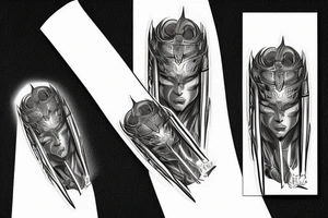 katana blade handle tattoo idea
