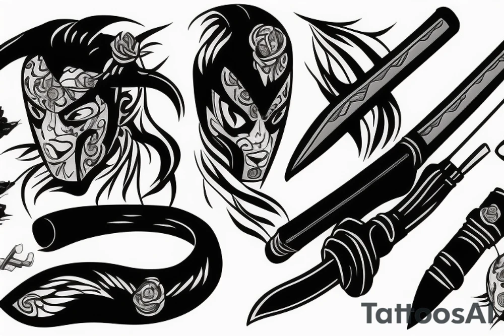 katana blade handle tattoo idea