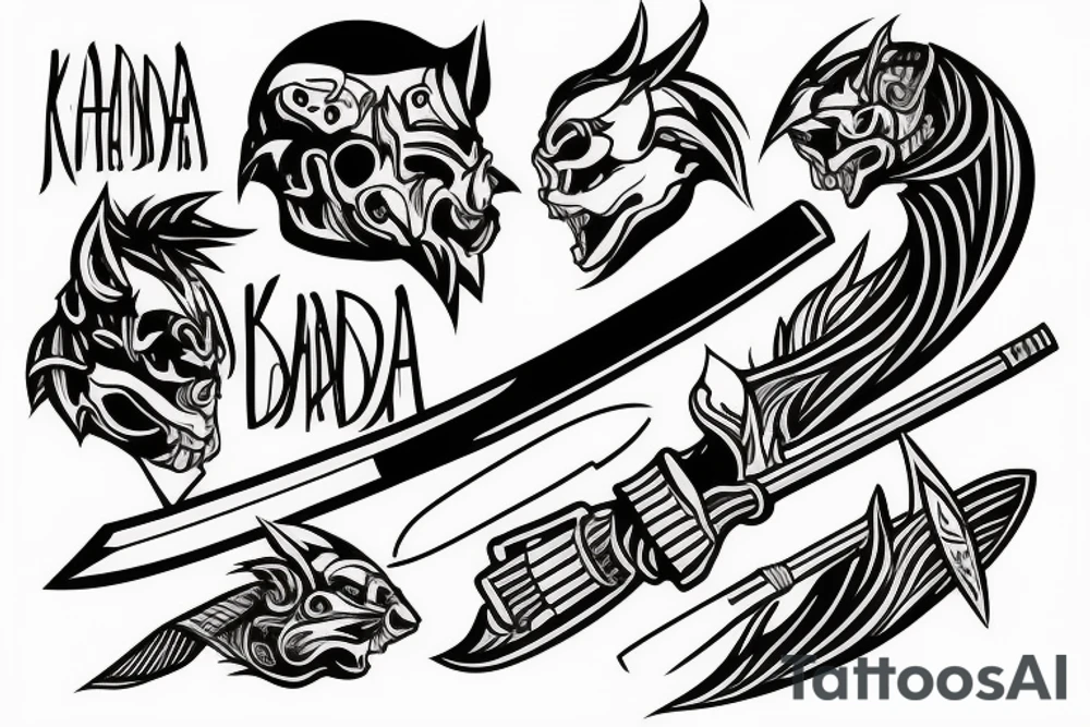 katana blade handle tattoo idea