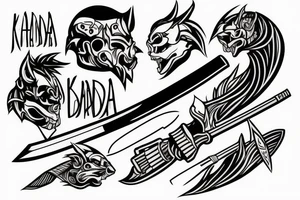 katana blade handle tattoo idea