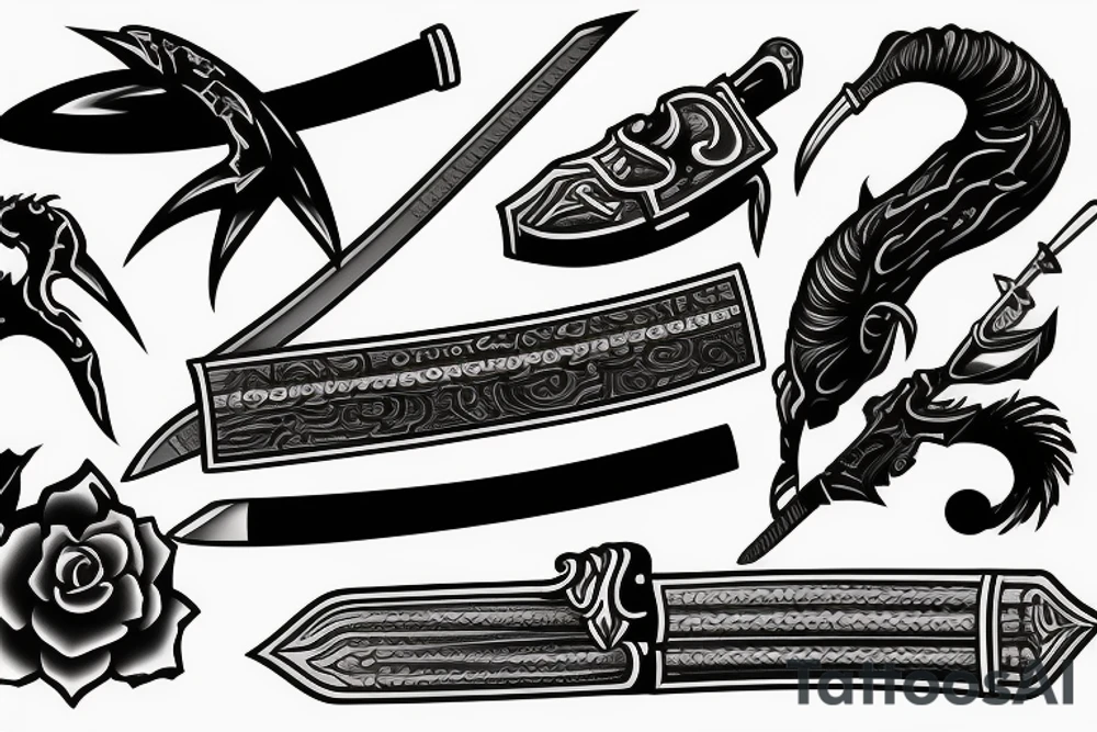 katana blade handle tattoo idea