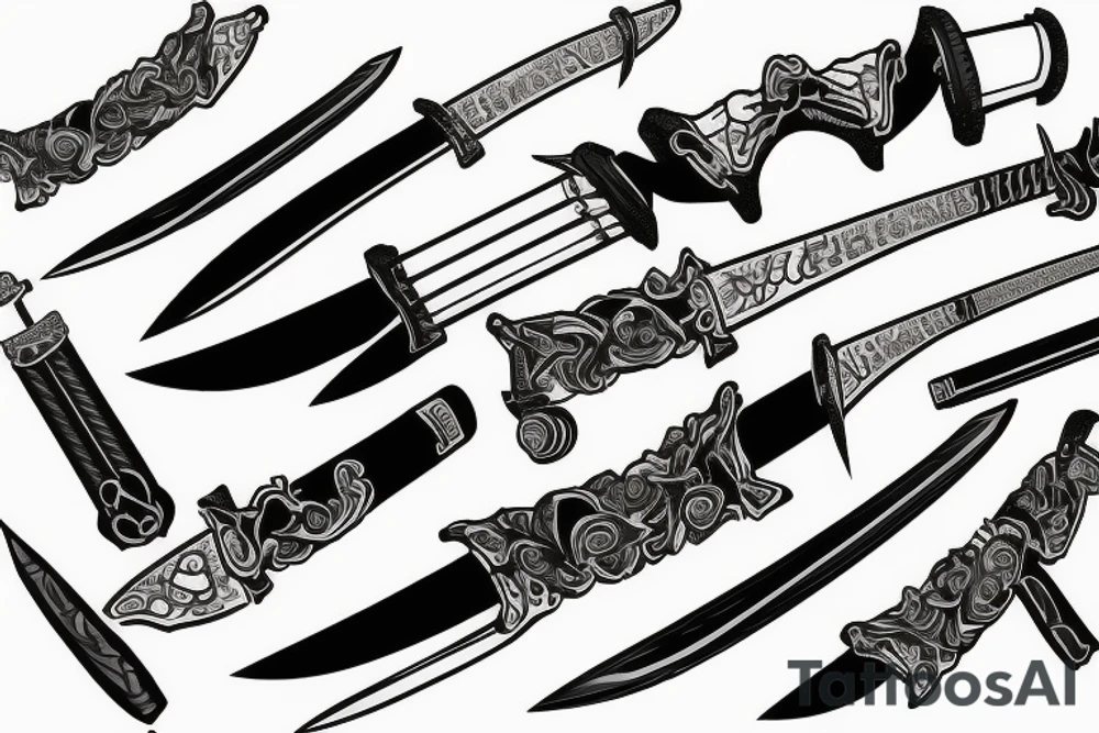 katana blade handle tattoo idea