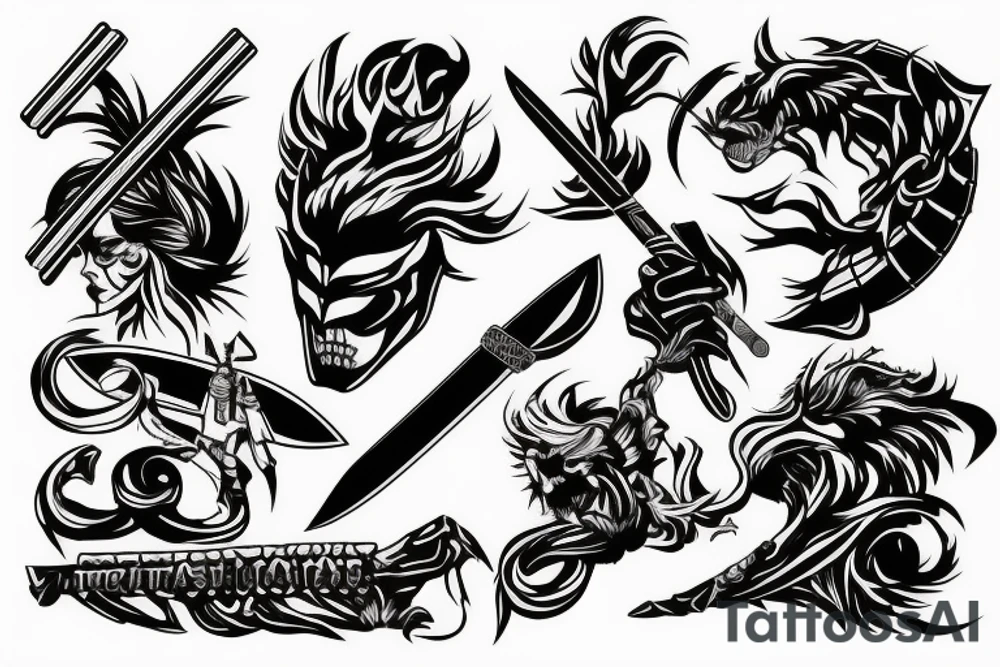 katana blade-handle tattoo idea