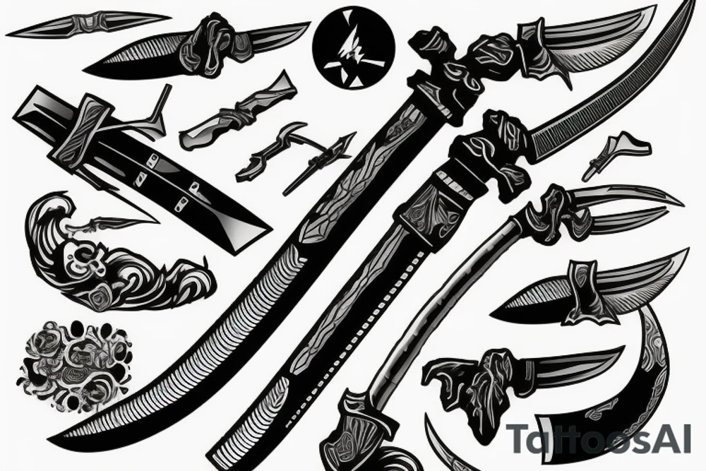 katana blade-handle tattoo idea