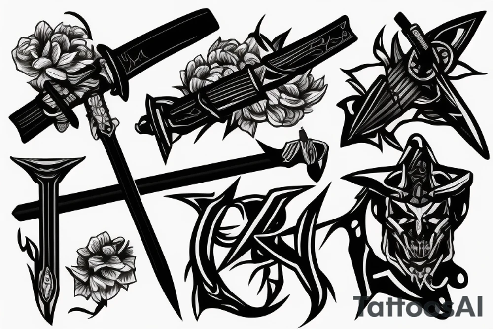 katana blade-handle tattoo idea