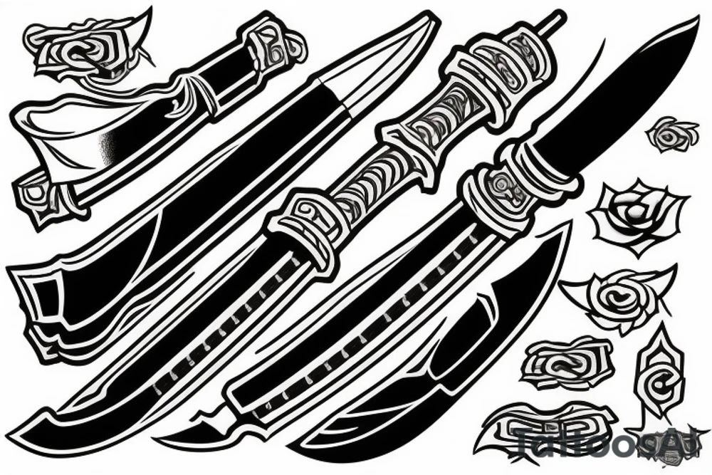 katana blade handle tattoo idea