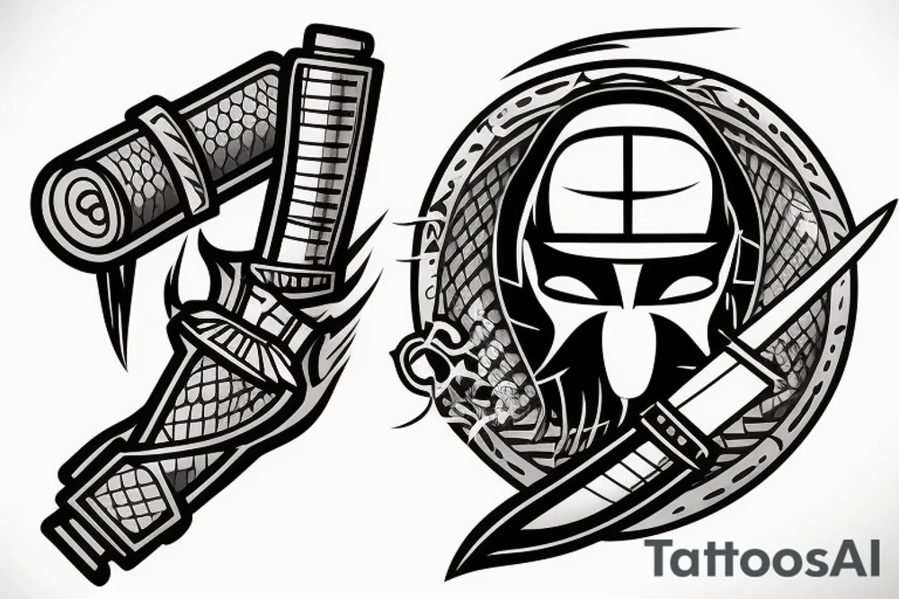 katana blade handle tattoo idea
