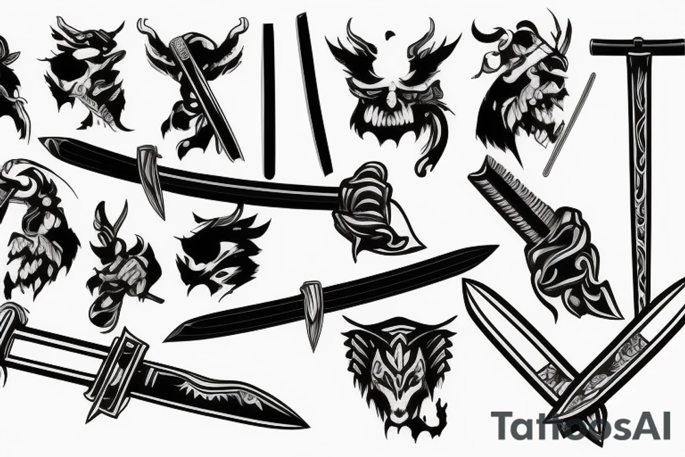 katana blade handle tattoo idea