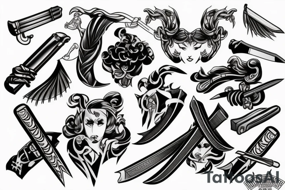 katana blade handle tattoo idea