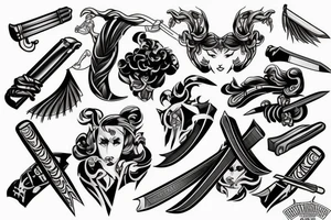 katana blade handle tattoo idea