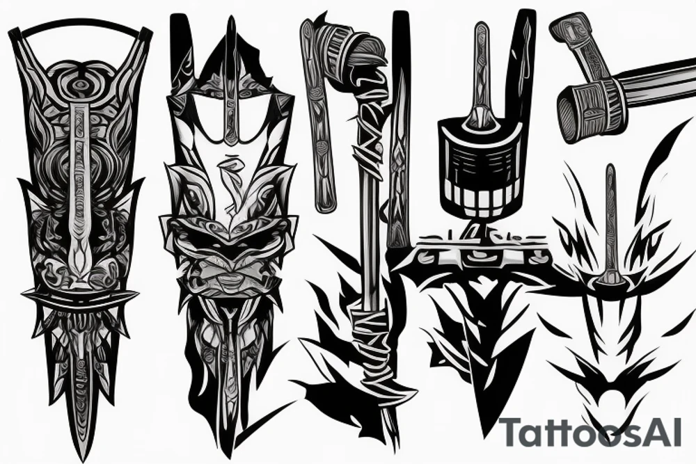 katana blade handle tattoo idea