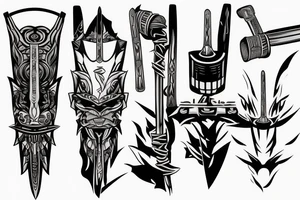 katana blade handle tattoo idea