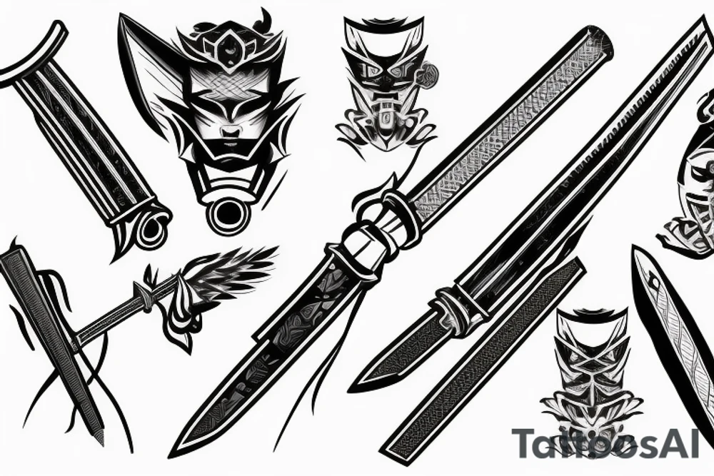 katana blade handle tattoo idea