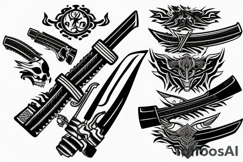 katana blade handle tattoo idea