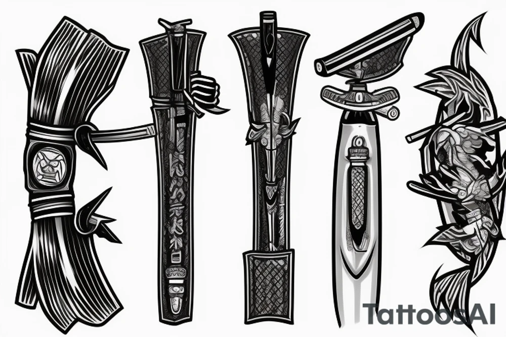 katana blade handle tattoo idea
