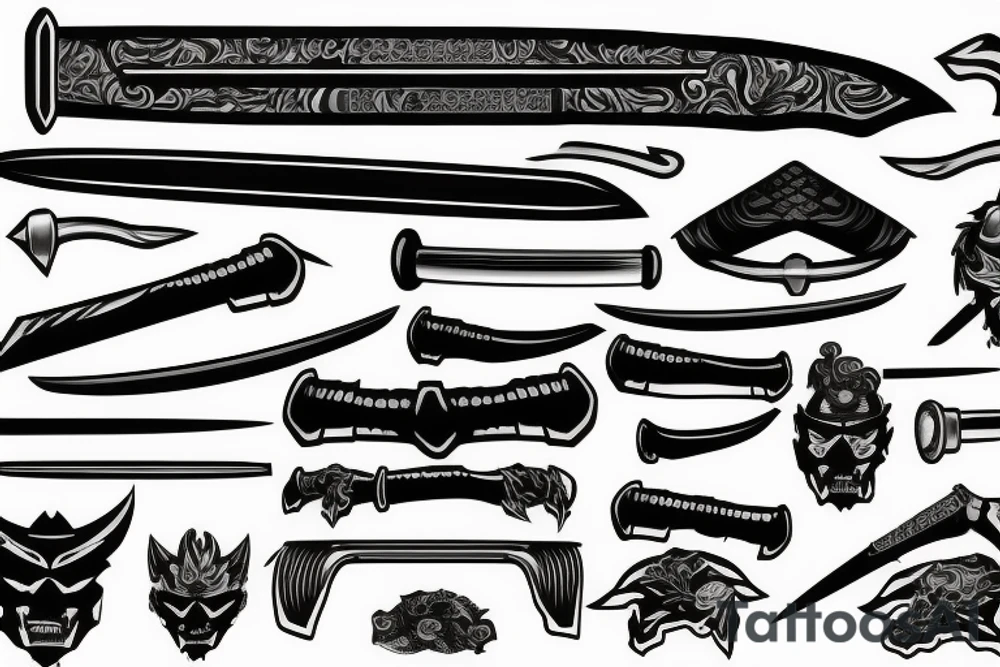 katana blade handle tattoo idea