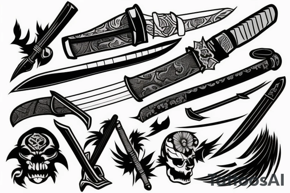 katana blade handle tattoo idea