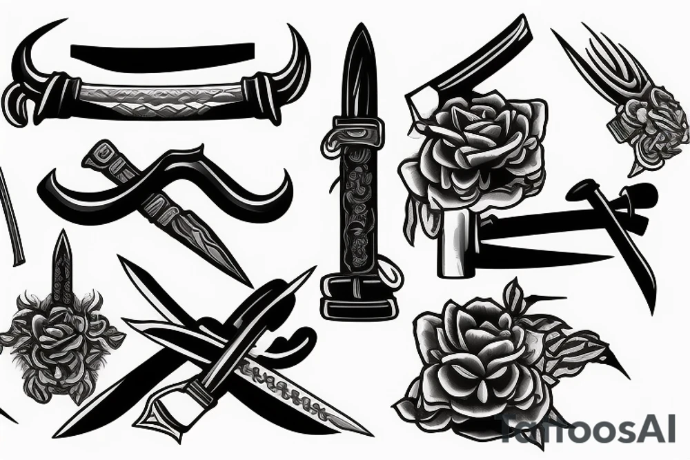 katana blade handle tattoo idea