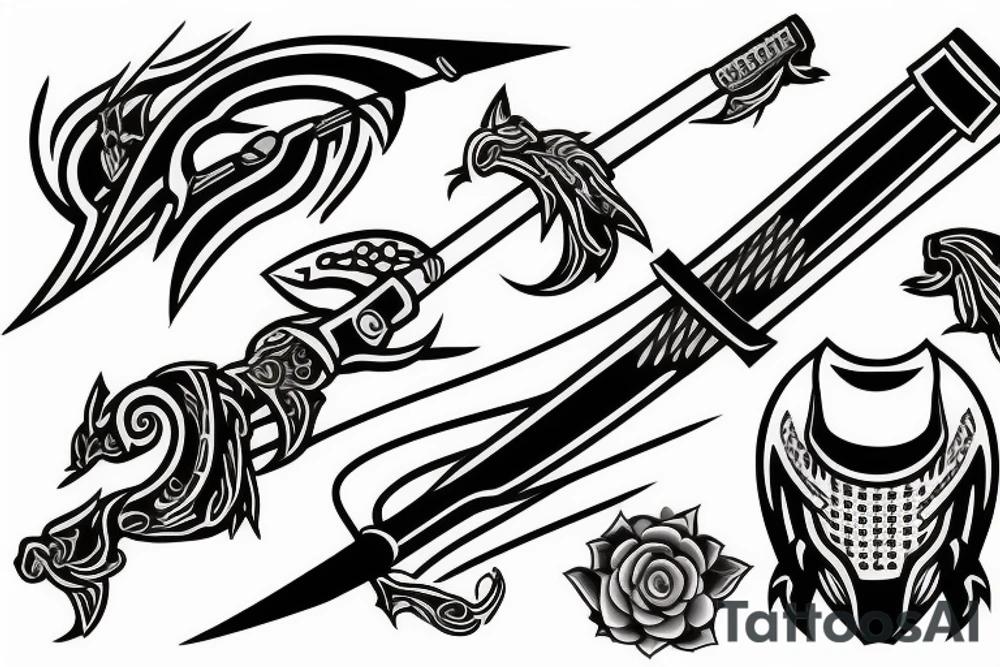 katana blade handle tattoo idea