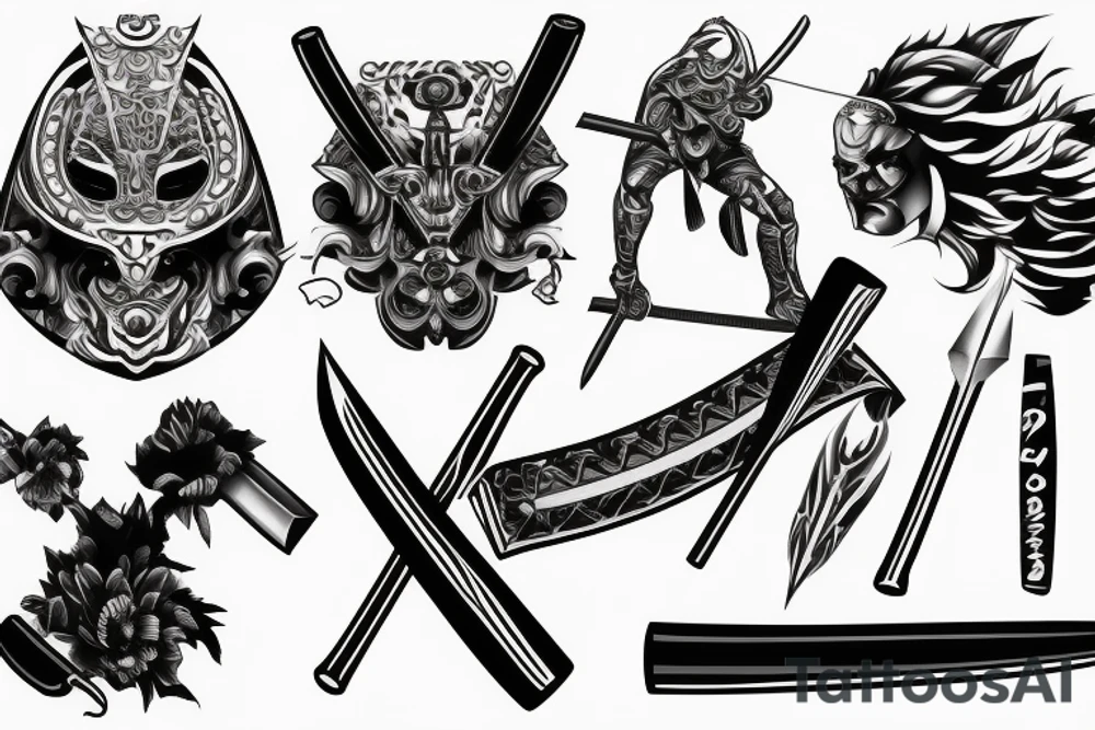 katana blade handle tattoo idea