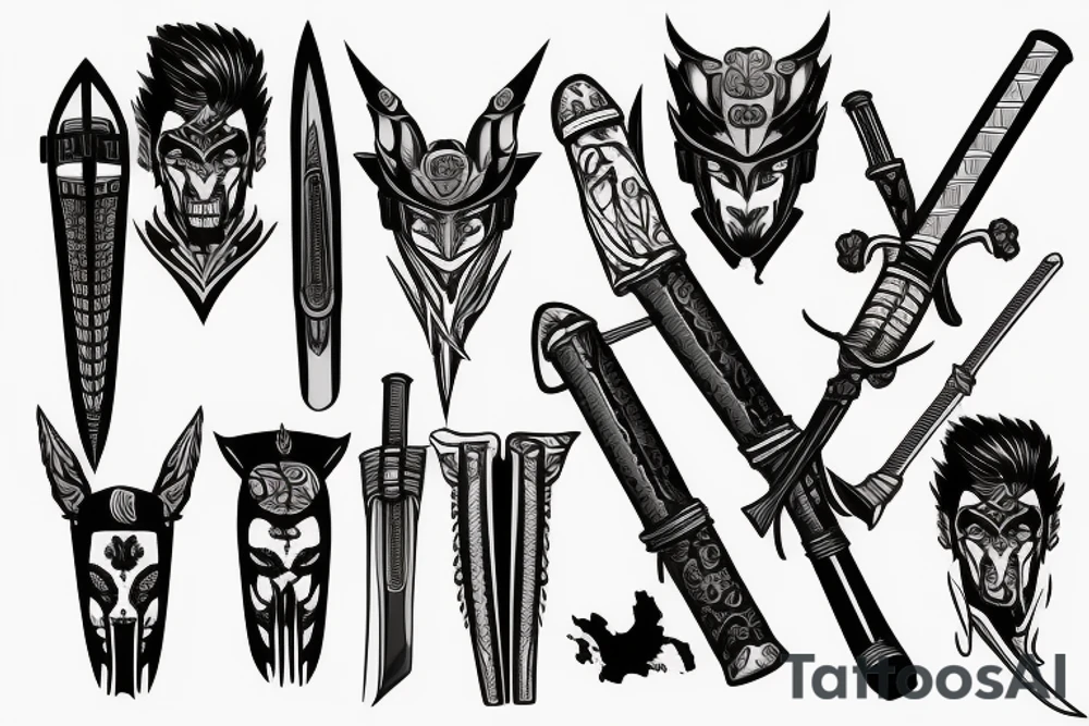 katana blade handle tattoo idea