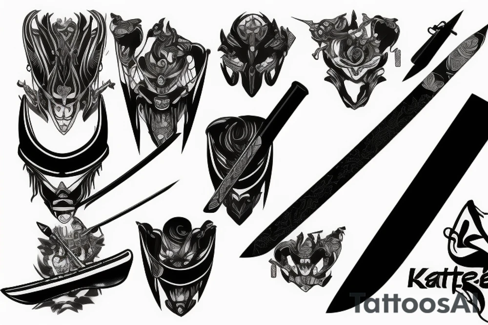 katana blade handle tattoo idea
