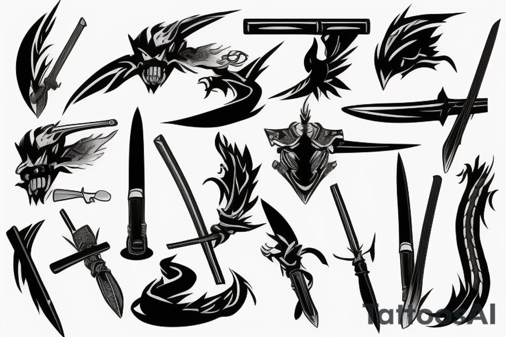 katana blade handle tattoo idea