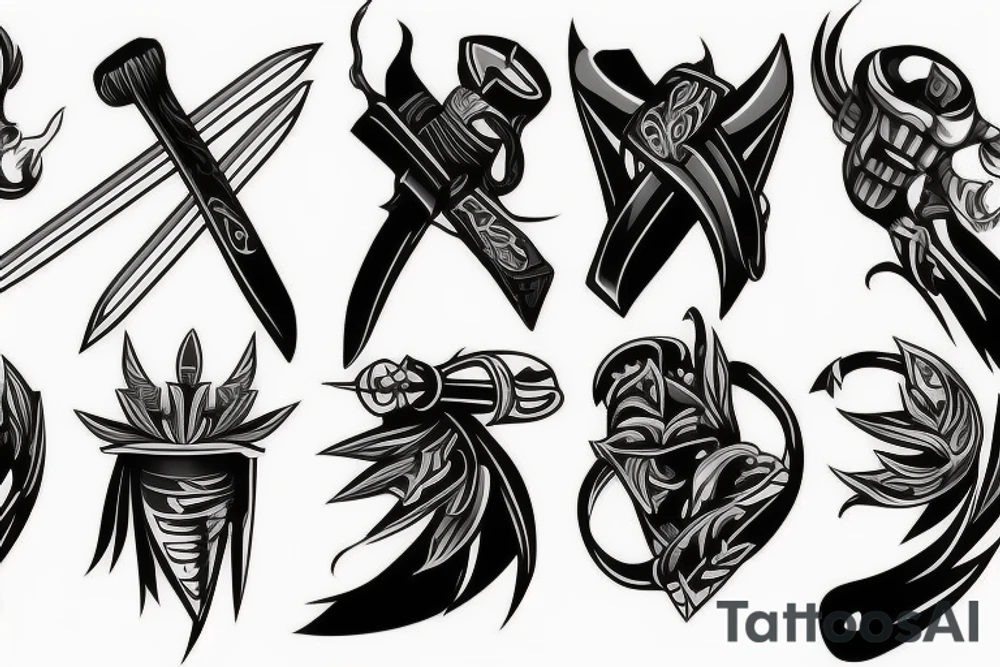 katana blade handle tattoo idea