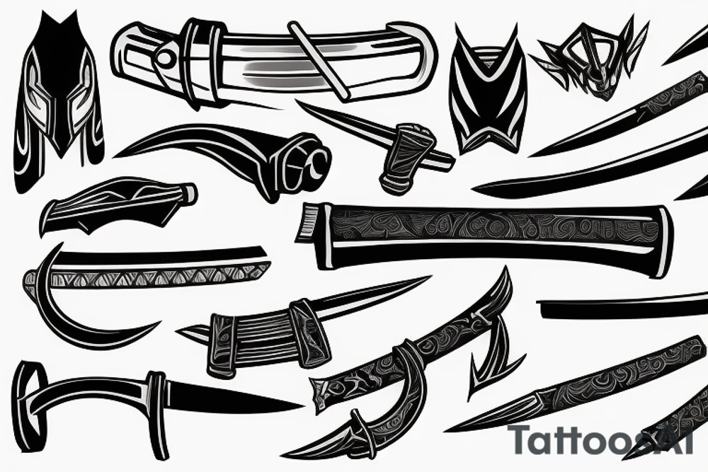katana blade handle tattoo idea