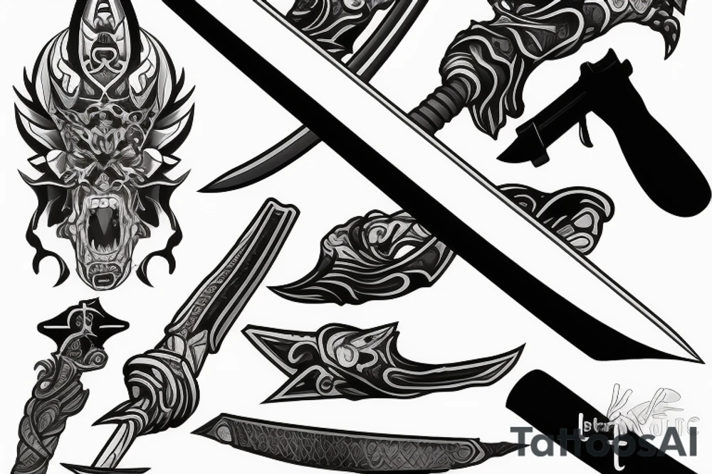 katana blade handle tattoo idea