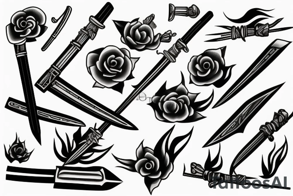 katana blade handle tattoo idea