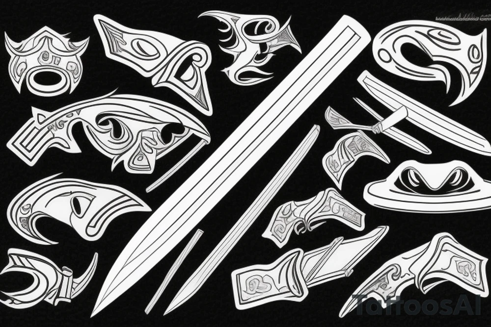katana blade handle tattoo idea