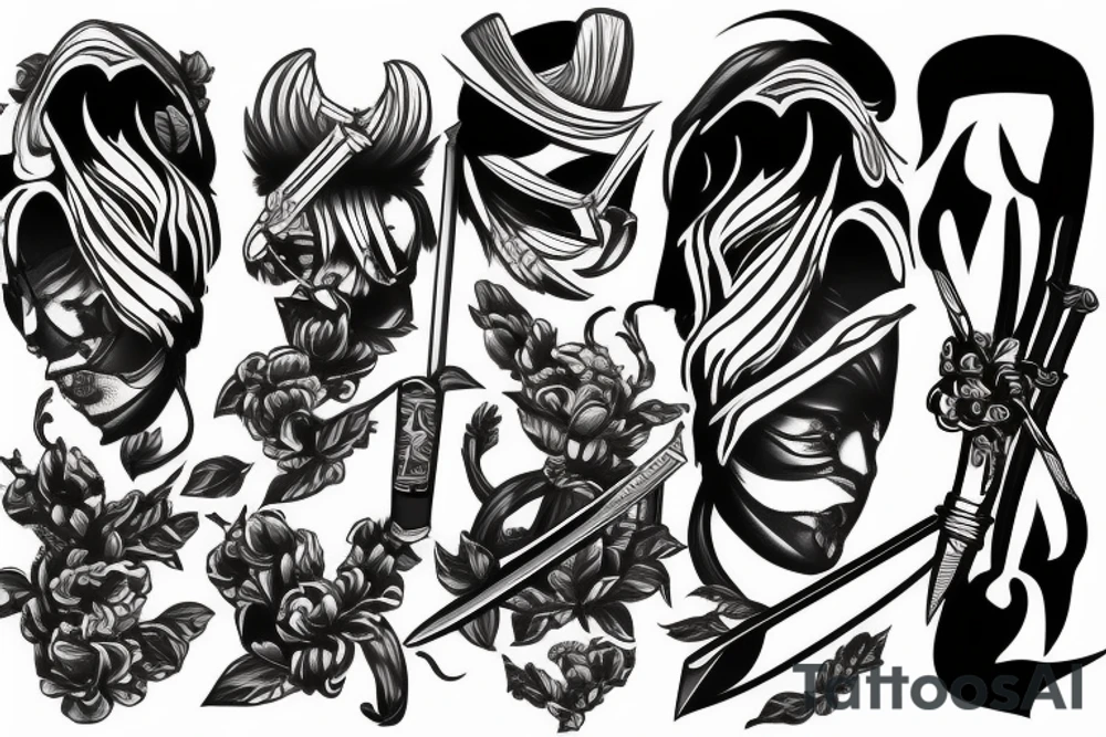 katana blade handle tattoo idea